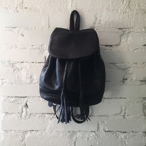 Black faux leather backpack